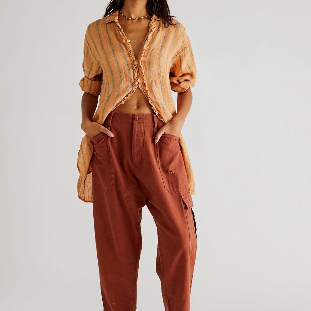 Free People Terracotta Back to Breakers Pants